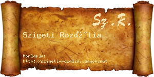 Szigeti Rozália névjegykártya